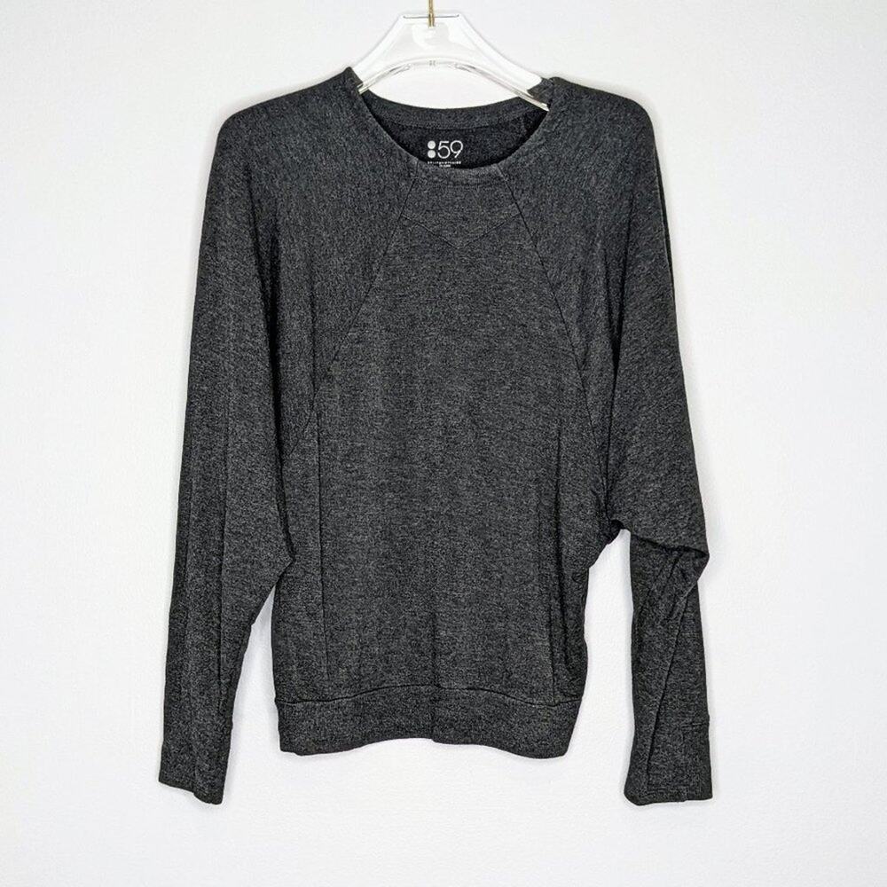 Splits59 Gray Long Dolman Sleeve Top Round Neck Size S